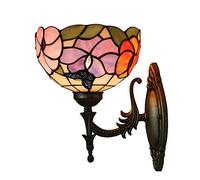 NHPJFDC Lighting Tiffany Style Wall Sconce Lamp 7.8Inch Butterfly And Flowers Stained Glass Lighting Fixtures For Living Room, Bedroom, Corridor, Art Craft Gift