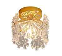 NHPJFDC Luxury Crystal Flush Mount Ceiling Light Modern Gold Clear Petal Ceiling Lamps 3-Color Ceiling Fixture for Hallway, Entryway, Balcony, and Glam Home Decor Lighting