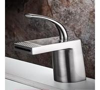 NHPJFDC Luxury Waterfall Basin Faucet Rose Gold Black Household Bathroom Hot and Cold Creative White Faucets(SLT179-brushed)