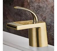 NHPJFDC Luxury Waterfall Basin Faucet Rose Gold Black Household Bathroom Hot and Cold Creative White Faucets(SLT179-Gold)