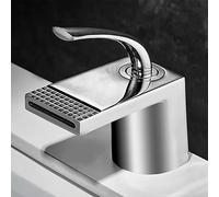 NHPJFDC Luxury Waterfall Basin Faucet Rose Gold Black Household Bathroom Hot and Cold Creative White Faucets(SLT179-Sliver)