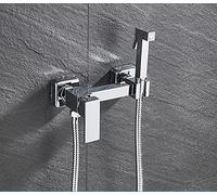 NHPJFDC Matte Black Bidet Shower Faucet Solid Brass Bidet Faucet Muslim Hot Cold Water Mixer Tap Toilet Faucets,A02,Chrome