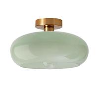 NHPJFDC Milk Green Glass Shade Semi Flush Mount Ceiling Light - Mid Century Modern Vintage Fixture for Hallway, Dining Room, and Kitchen(Flush-Milk Green)