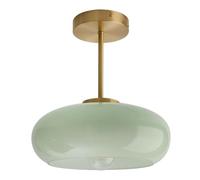 NHPJFDC Milk Green Glass Shade Semi Flush Mount Ceiling Light - Mid Century Modern Vintage Fixture for Hallway, Dining Room, and Kitchen(Milk Green)