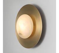 NHPJFDC Modern Alabaster Wall Sconce Round Marble Lighting Fixtures Vintage Hallway Light Fixture Mid Century Natural Stone Wall Mounted Lamp for Living Room Bedroom Porch