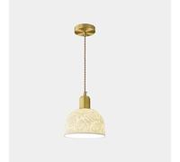 NHPJFDC Modern Ceramic Pendant Light Dome Ceramic Vintage Brushed Brass Hanging Lamp Hardware Ceiling Chandelier with E27 Base for Dining Room Living Room Bedroom Farmhouse Lighting