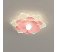 NHPJFDC Modern Lotus Flower LED Ceiling Light 3-Color Dimmable Pink White Petal Flush Mount Lamp Acrylic Iron Decorative Ceiling Fixture for Bedroom Nursery Girls Room Living Room Kids(Pink)