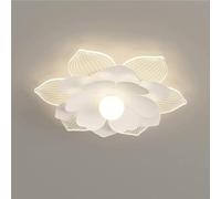 NHPJFDC Modern Lotus Flower LED Ceiling Light 3-Color Dimmable Pink White Petal Flush Mount Lamp Acrylic Iron Decorative Ceiling Fixture for Bedroom Nursery Girls Room Living Room Kids(White)