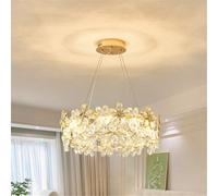 NHPJFDC Modern Luxury Petal Crystal Pendent Lamp LED Fashion Art Living Room Restaurant Bar Counter Bedroom Villa Staircase Decoration Chandelier (B 1 Ring D60CM)