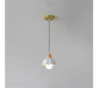 NHPJFDC Modern Minimalist Japanese-Style Ceramic Pendant Light, E27 Solid Wood Fixture, Cream-White Lace Shade, Adjustable Single-Head Hanging Lamp for Dining Room & Bedroom