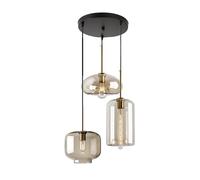 NHPJFDC Modern Pendant Lights, Industrial Irregular Glass Ceiling Light Chandelier 3-Light Adjustable Amber Restaurant Hanging Light Fixture for Kitchen Island Lighting