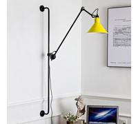 NHPJFDC Modern Plug in Wall Sconce Yellow Long Swing Arm Wall Lamp Swivel Wall Mounted Lamp 360°Rotatable Wall Light for Bedroom Living Room Bedside