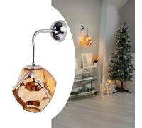 NHPJFDC Modern Wall Sconce with Irregular Amber Glass Shade, Mid-Century Pendant Wall Lamp Fixture, Molten Glass Sconce Lighting with Chrome Finish for Bedroom, Living Room, Hallway, E27 Base(Red)