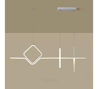 NHPJFDC Modern White Metal Linear Chandelier - 40W LED Pendant Light for Kitchen Island, Minimalist Dining Room Hanging Fixture, Decorative Drop Lamp, Ceiling Suspension Lighting.