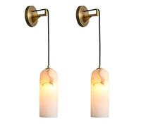 NHPJFDC Nordic Bedside Wall Lamp Natural Cloud Stone Wall Sconces Adjustable Vanity Wall Lights Farmhouse Wall Mounted Lamp Brushed Antique Brass for Living Room Restaurant Loft T-155(2 PCS)