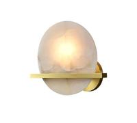 NHPJFDC Nordic Marble Wall Sconce Disc Brass Wall Lamp Modern E14 Warm Light Round Wall Sconce Simple All Copper Wall Lights for Living Room Bedroom Bedside Bathroom Hotel Lighting Fixture