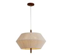 NHPJFDC Nordic Rural Style Solid Wood Hanging Lamp Cotton Thread Shade Pendant Light Fixtures Adjustable Height Full Copper Holder Chandelier for Bedroom(D30CM)