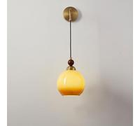 NHPJFDC Orange Glass Wall Sconces Vintage Globe Wall Lamp Mid Century Vanity Wall Light with Glass Ball Shade Wall Mounted Lighting Fixtures for Bedroom Kitchen Island