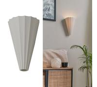NHPJFDC Pleated Wall Sconce, Minimalist Cone Uplight, Mid-Century Modern Fluted Wall Lamp Fixture for Ambient Lighting in Bedroom, Living Room, Hallway, Stairway, French Cream Decor
