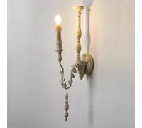 NHPJFDC Retro Industrial Wall Sconce, White Wooden Wall Lamp, Old Craft Wall Lamp, E14 Socket, Restaurant Decorative Lighting Wall Light, Indoor Simple Wall Lamps for Corridor, Living Room