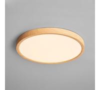NHPJFDC Round Wood Grain Ceiling Light Three-Color Dimming LED Ceiling Lamp Flush Mount Close to Ceiling Light Fixtures for Farmhouse Kitchen Bedroom Bathroom(50cm,Wood)