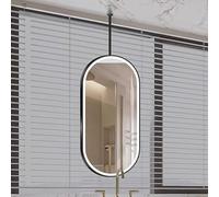 NHPJFDC Suspended Ceiling Mirrors for Bathroom, Ceiling Mounted Hanging Rod Mirror, Decorative LED Wall Mirror Vanity Makeup Shaving Mirrors, Adjustable Brightness(40cmx70cm)