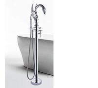 NHPJFDC Swan Floor Mount Bathtub Faucet Clawfoot Freestanding Bathroom Crane Black Chrome Bath Shower Mixer Tap Bathroom Faucet,Chrome B