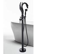 NHPJFDC Swan Floor Mount Bathtub Faucet Clawfoot Freestanding Bathroom Crane Black Chrome Bath Shower Mixer Tap Bathroom Faucet,Matte Black A