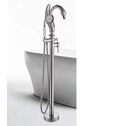NHPJFDC Swan Floor Mount Bathtub Faucet Clawfoot Freestanding Bathroom Crane Black Chrome Bath Shower Mixer Tap Bathroom Faucet,Brushed Nickel B