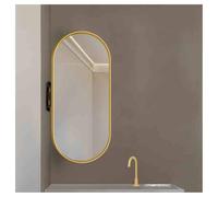 NHPJFDC Swivel Corner Mirror,Oval Wall Mirror with Stand,Rotatable Bathroom Mirror,Aluminum Alloy Frame Makeup Mirror,Safe and Explosion-Proof,for Home and Hotel(Gold,60x90cm)