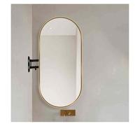 NHPJFDC Swivel Corner Mirror,Wall-Mounted Mirror with Aluminum Alloy Frame,Rotatable Oval Bathroom Mirror,High-Definition Makeup Mirror,for Bedroom Bathroom Hotel(Gold,50x90cm)