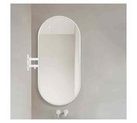 NHPJFDC Swivel Corner Mirror,Wall-Mounted Mirror with Aluminum Alloy Frame,Rotatable Oval Bathroom Mirror,High-Definition Makeup Mirror,for Bedroom Bathroom Hotel(White,50x90cm)