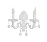 NHPJFDC Traditional Crystal Wall Lamp White Finish Candle Wall Light Distressed Retro Wall Mounted Lighting Fixtures for Farmhouse Bathroom Vanity Living Dining Room Hallway(White,35x26cm)