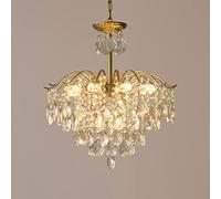 NHPJFDC Vintage Crystal Raindrop Chandelier Pendant Light, LED Modern Crystal Luxury Ceiling Light E14 Crystal Pendant Light Fixture for Dining Room, Bathroom, Bedroom, Living Room transparent-10 Li