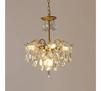 NHPJFDC Vintage Crystal Raindrop Chandelier Pendant Light, LED Modern Crystal Luxury Ceiling Light E14 Crystal Pendant Light Fixture for Dining Room, Bathroom, Bedroom, Living Room Transpare