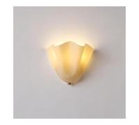 NHPJFDC Vintage Milk White Glass Wall Sconces Cream Modern Art Deco Shell Shaped 2-Light Wall Lamp Hand Blown Wavy Shade Lights Fixture for Bedroom Hallway Living Room Hotel Decor(Beige)