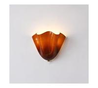 NHPJFDC Vintage Milk White Glass Wall Sconces Cream Modern Art Deco Shell Shaped 2-Light Wall Lamp Hand Blown Wavy Shade Lights Fixture for Bedroom Hallway Living Room Hotel Decor(Amber)