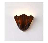 NHPJFDC Vintage Milk White Glass Wall Sconces Cream Modern Art Deco Shell Shaped 2-Light Wall Lamp Hand Blown Wavy Shade Lights Fixture for Bedroom Hallway Living Room Hotel Decor(Brown)