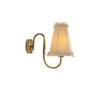 NHPJFDC Vintage Wall Sconce, Bedside Lamp with Cream Pleated Ruffled Fabric Shade, Elegant French Country Brass Wall Fixture, Romantic Lighting for Bedroom, Living Room, Hallway, Nursery Decor.