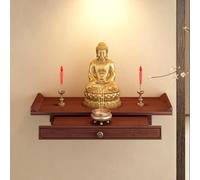NHPJFDC Wall Mounted Buddha Niche Buddha Altar,Household Solid Wood Wall Cabinet Buddha Cabinet Niche with Drawer,Meditation Altar Table,Wall Mounted Offering Tables,Wooden Buddhist Altars