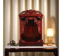 NHPJFDC Wall Mounted Shrine Buddhist Altar, Personal Shrine Stand with Retractable Pull Plate, Solid Wood Meditation Altar Table, Buddha Cabinet, for Bedroom, Office (Red, 38cm/15in)
