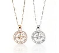 NHPY 2pcs SK Unisex Hexagram Necklace, Stainless Steel Necklace, K-Pop Compass Pendant Necklace, Stylish Fan Merchandise Gift, One for Family and Friends (Silver + Gold)
