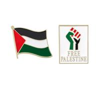 NHQZ 1 x Metal Badge and 1 x White Fist Pin Collector Freedom Palestine Flag Pin Flags, Brooches, Alloy, Boy Gifts