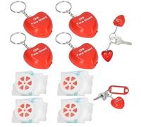 NHQZ 4 Pieces Breathing Mask Keychain CPR Face Shield First Aid Pocket Mask First Aid Respiratory Masks for First Aid or Training AED (Red), red, L