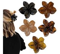 NHQZ Pack of 5 Flower Hair Clips, Hawaiian Flower Clips, Flower Hair Clip, Thick, Thin, Curly Hair for Women, Non-Slip Hibiscus Hair Clip, Strong, Gift Hair Accessories for Women