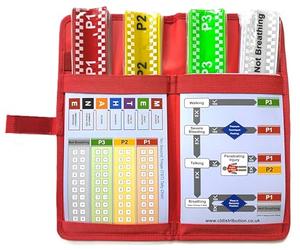 NHS Ten Second Triage Pack - (Casualty Labelling Following triage) - Wipe Clean PVC Red