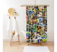 NHSY Vintage Horror Shower Curtain Cinema Retro Nostalgia Halloween Spooky Scary Image Stitching Bathroom Decorative Wet And Dry Separation