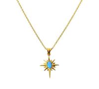 NHTISGRUE Natural Australian Gemstone Vintage Art Necklace Collar Chain Hexagram Star Plated Gold Necklace