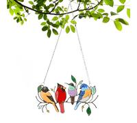 Nhujevkom Bird Suncatcher - 2D Acrylic Bird Stained Ornament | Colorful Suncatcher | for Indoor Outdoor Garden Window Home Kitchen Living Room Bedroom Patio Balcony