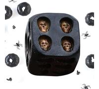 Nhujevkom Bone Dice - Retro Horror Dice - 6-Sided Decorative Black Game Cube for Gothic Poker Accessories Role Playing Collectibles Drinking Party Medieval